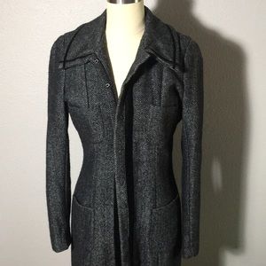 Black & Grey Herringbone Coat